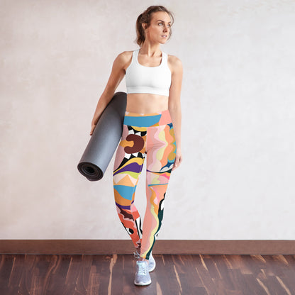 Peachy Blue Lips Yoga Leggings