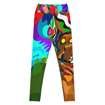 Jungle Eyes in Tulips Yoga Leggings