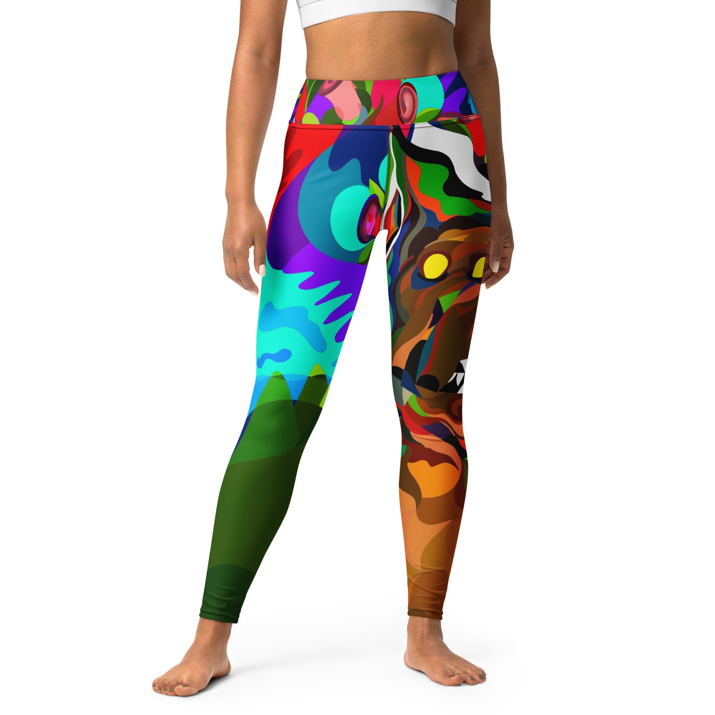 Jungle Eyes in Tulips Yoga Leggings