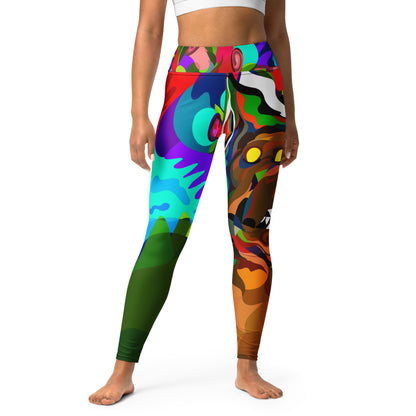 Jungle Eyes in Tulips Yoga Leggings