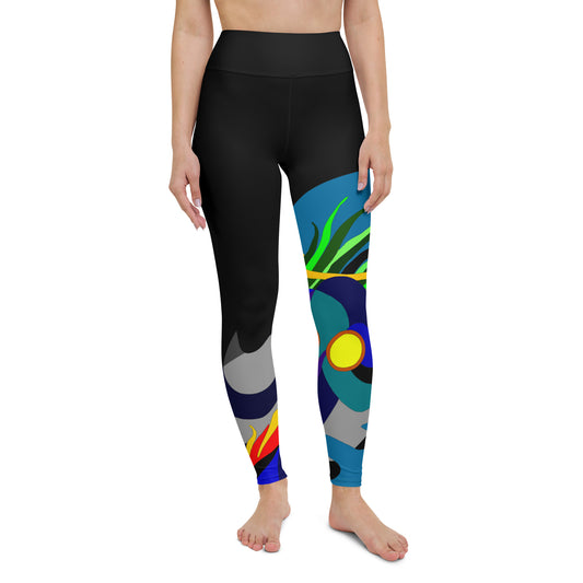 Black "Canine in Maze" Yoga Leggings