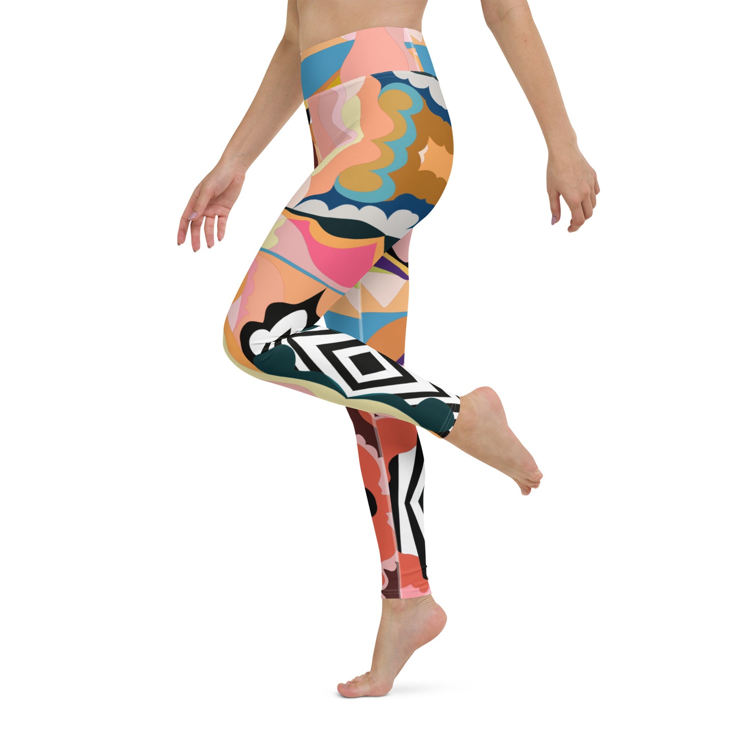 Peachy Blue Lips Yoga Leggings