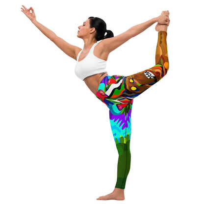 Jungle Eyes in Tulips Yoga Leggings