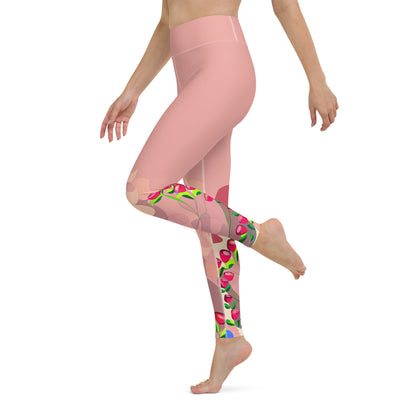 Shimmering Blush Dragon Back Yoga Leggings