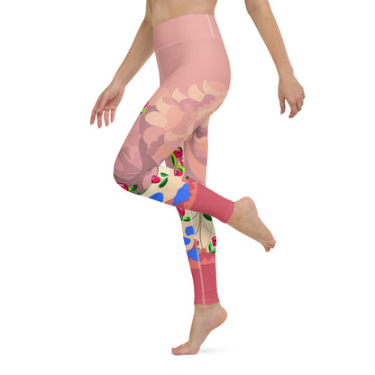 Shimmering Blush Dragon Yoga Leggings - (High)