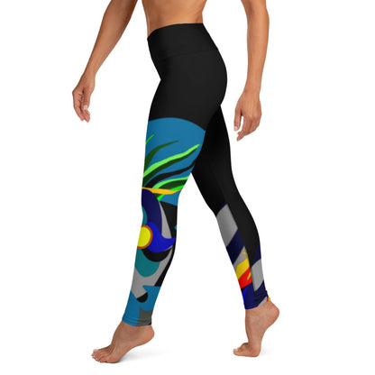 Black "Canine in Maze" Yoga Leggings