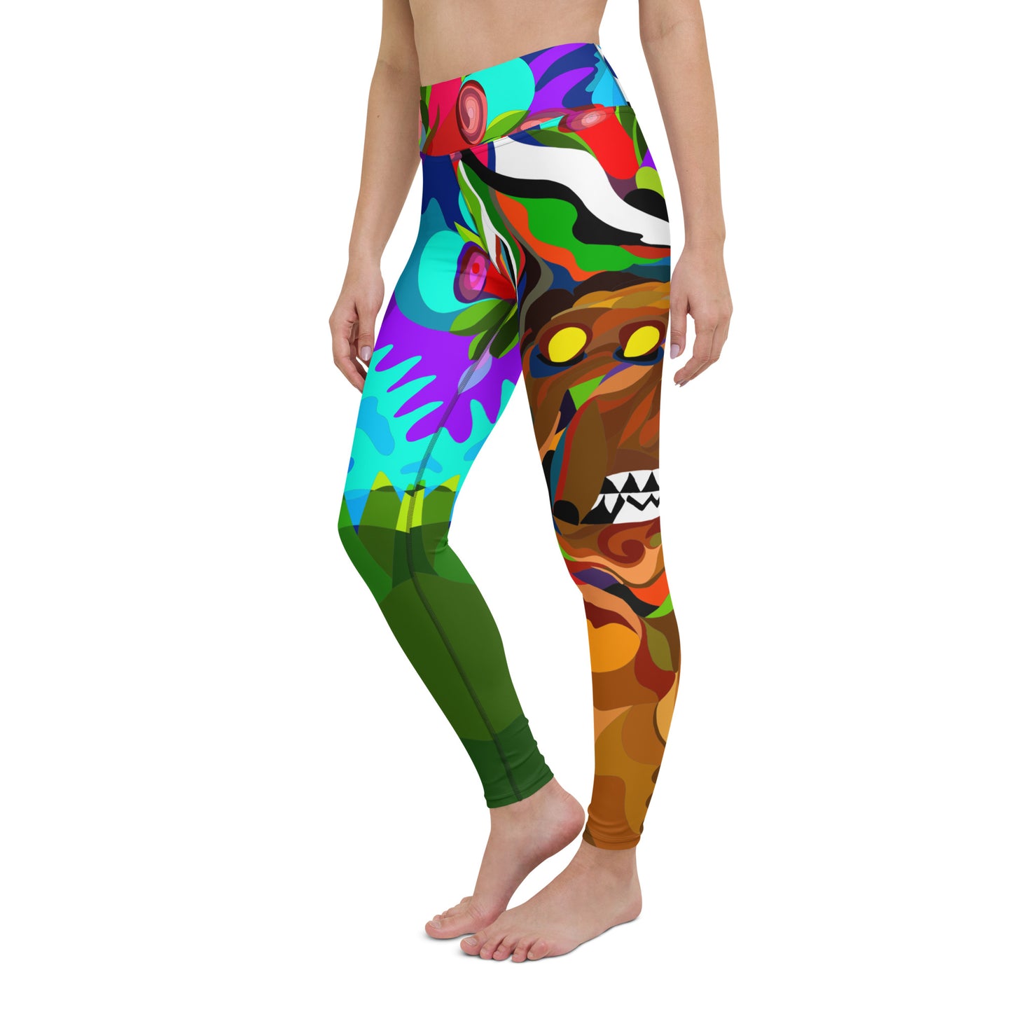 Jungle Eyes in Tulips Yoga Leggings