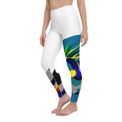 White "Canine in Maze" Yoga Leggings