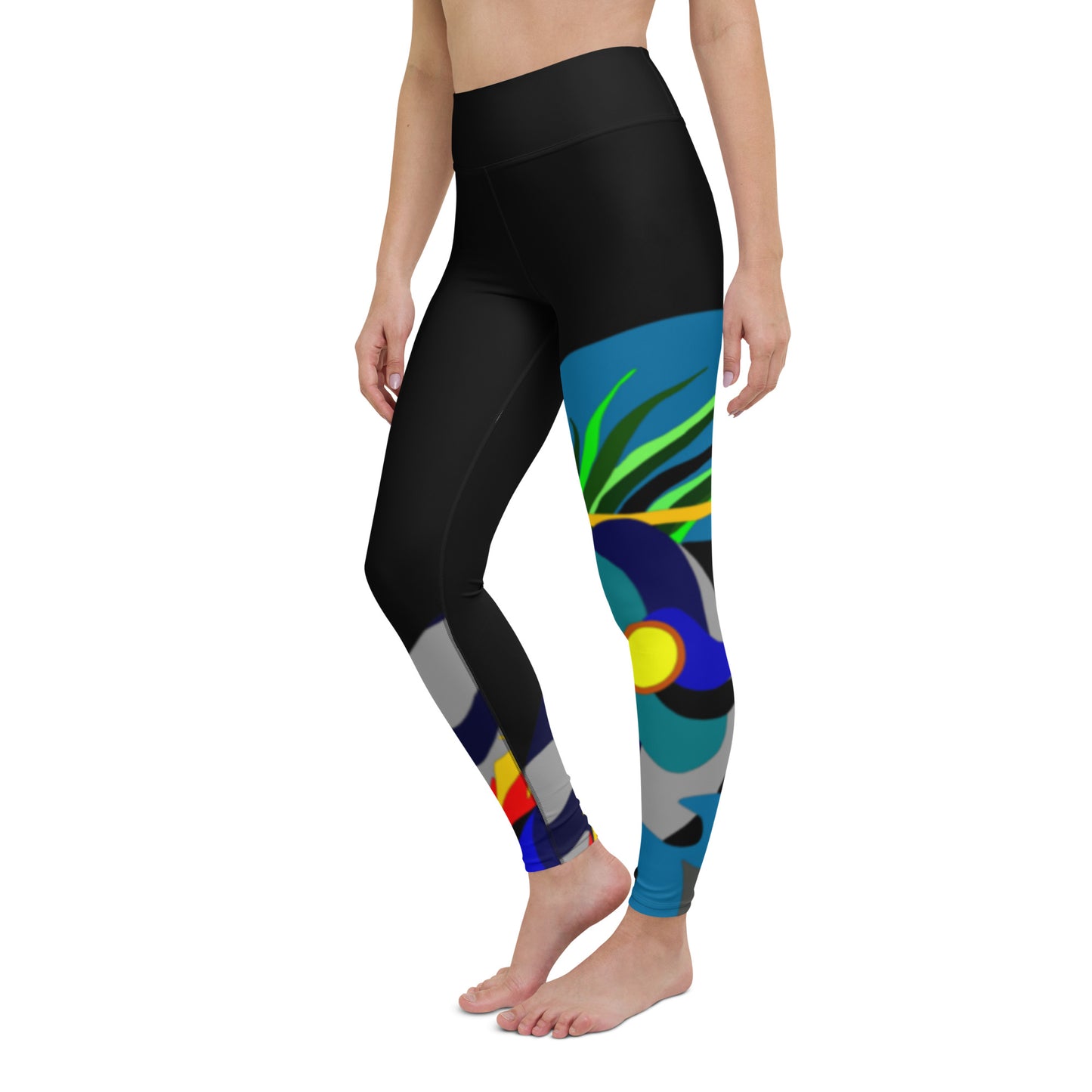 Black "Canine in Maze" Yoga Leggings