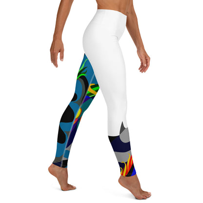 White "Canine in Maze" Yoga Leggings