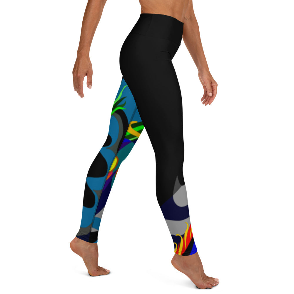 Black "Canine in Maze" Yoga Leggings