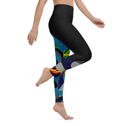 Black "Canine in Maze" Yoga Leggings