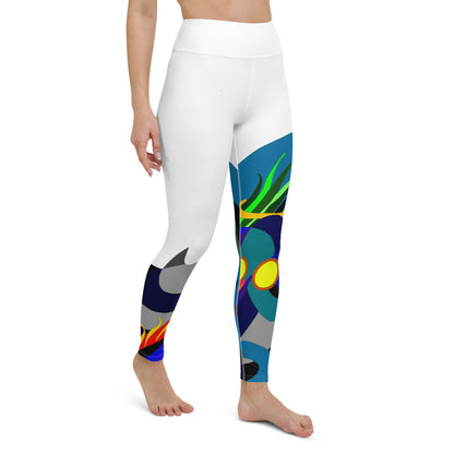 White "Canine in Maze" Yoga Leggings