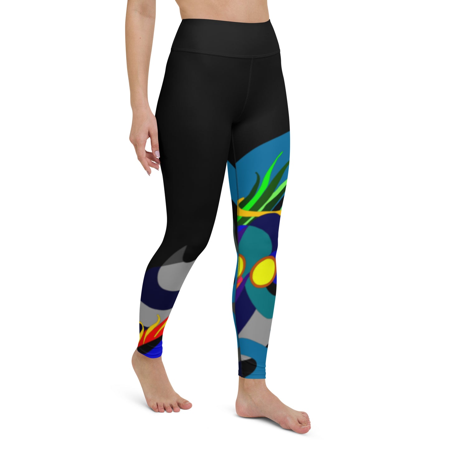 Black "Canine in Maze" Yoga Leggings