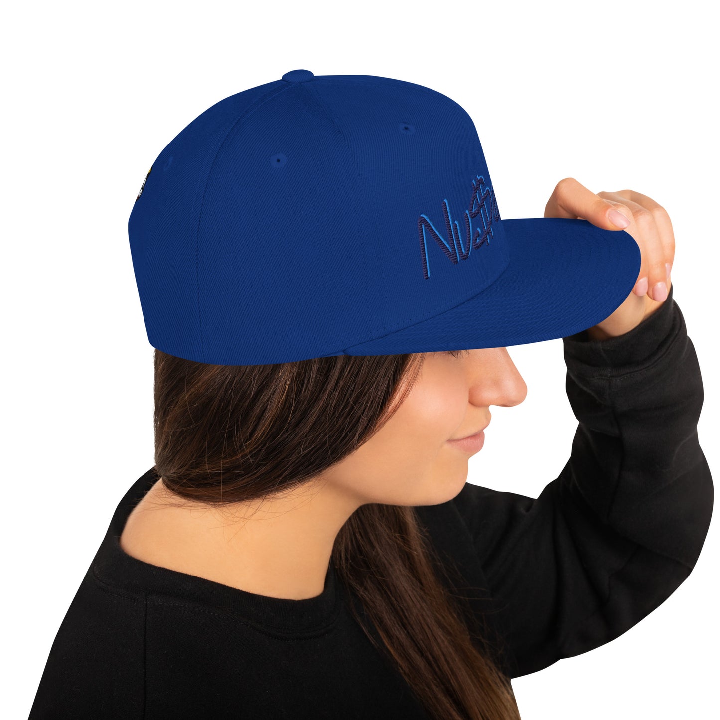 Navy On Teal NuSage Raised Emblem  Royal Blue Snapback Hat