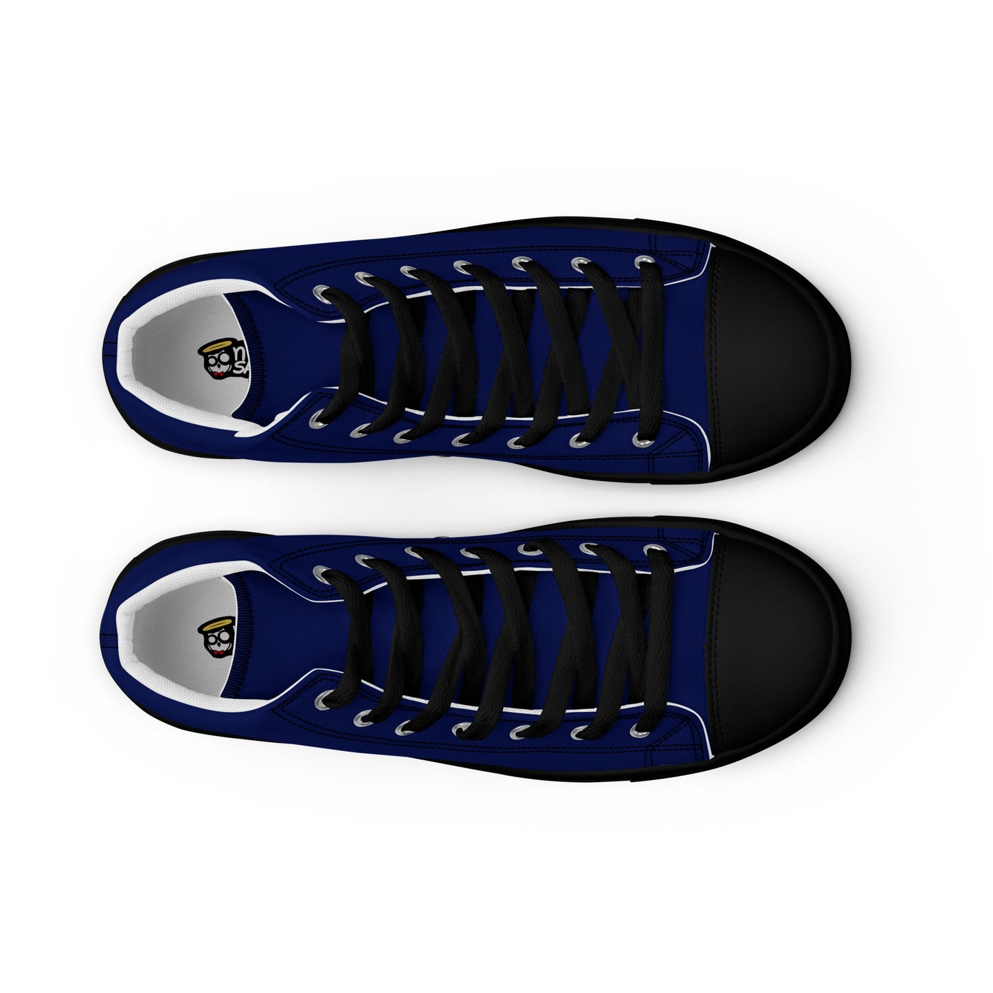 Midnight Navy Blue in Black "The Classic's" High Top Canvas Shoes (Men's)