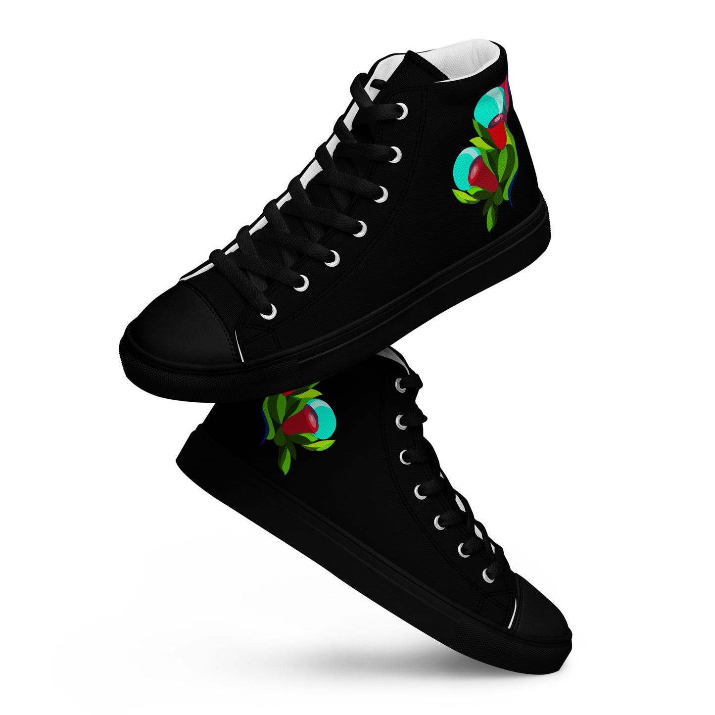 Black "The Edith’s" Red Roses High Top Canvas Shoes (Men's)