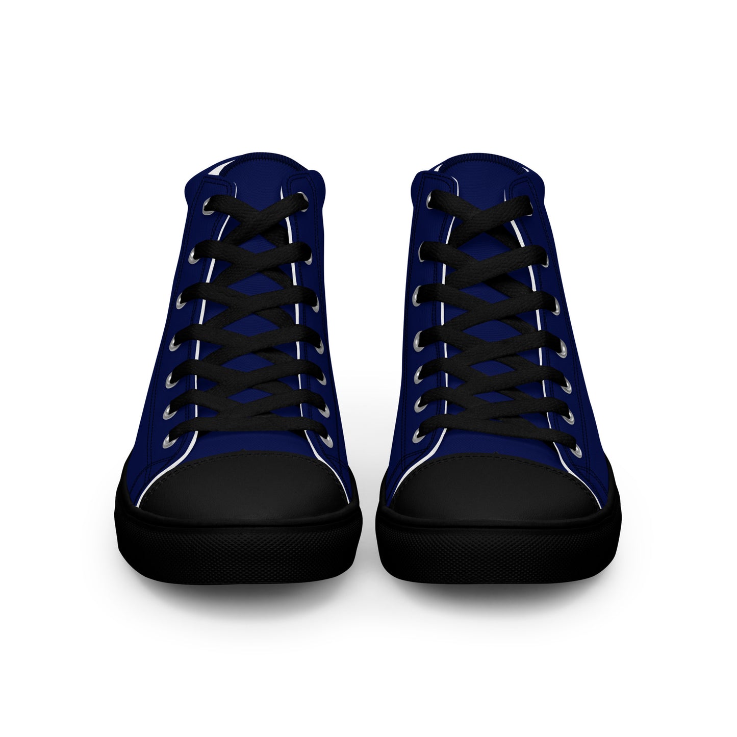 Midnight Navy Blue in Black "The Classic's" High Top Canvas Shoes (Men's)