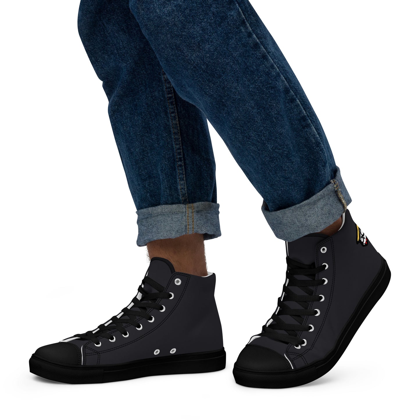 Dark Gray "The Classic's" High Top Canvas Shoes in Black (Men's)