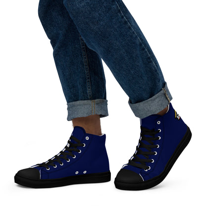 Midnight Navy Blue in Black "The Classic's" High Top Canvas Shoes (Men's)