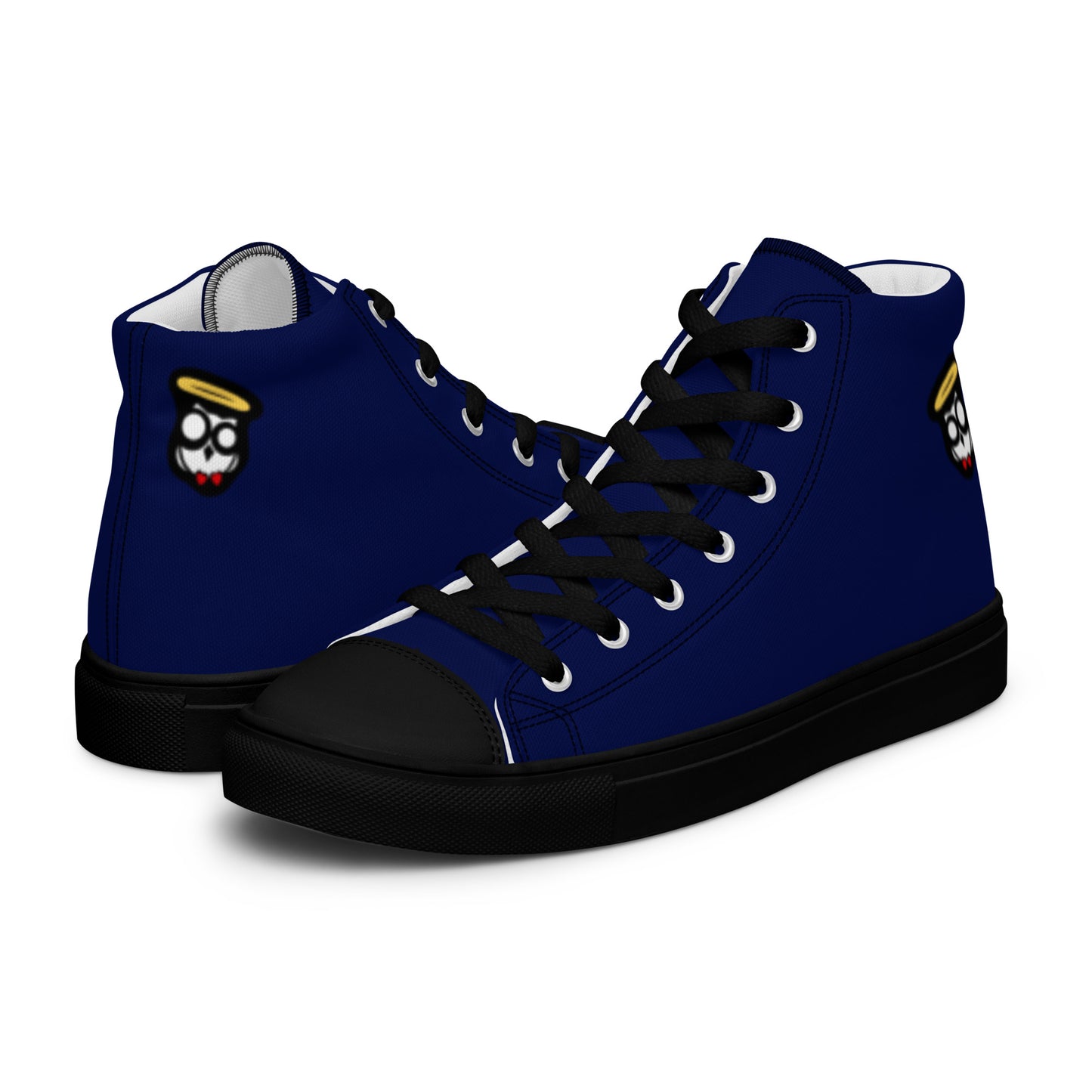 Midnight Navy Blue in Black "The Classic's" High Top Canvas Shoes (Men's)