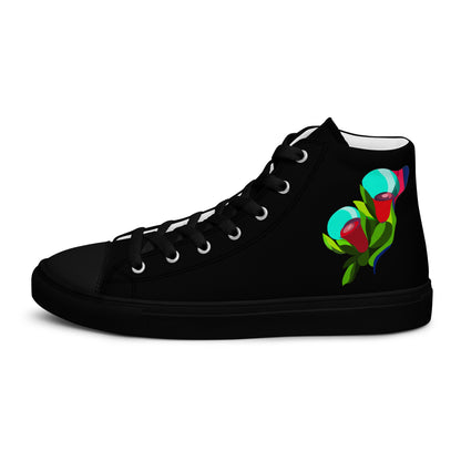 Black "The Edith’s" Red Roses High Top Canvas Shoes (Men's)