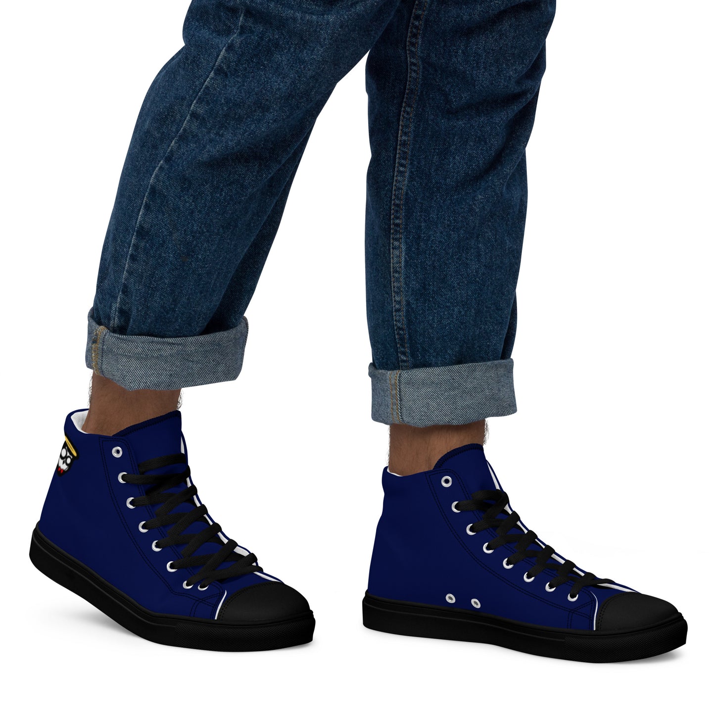 Midnight Navy Blue in Black "The Classic's" High Top Canvas Shoes (Men's)