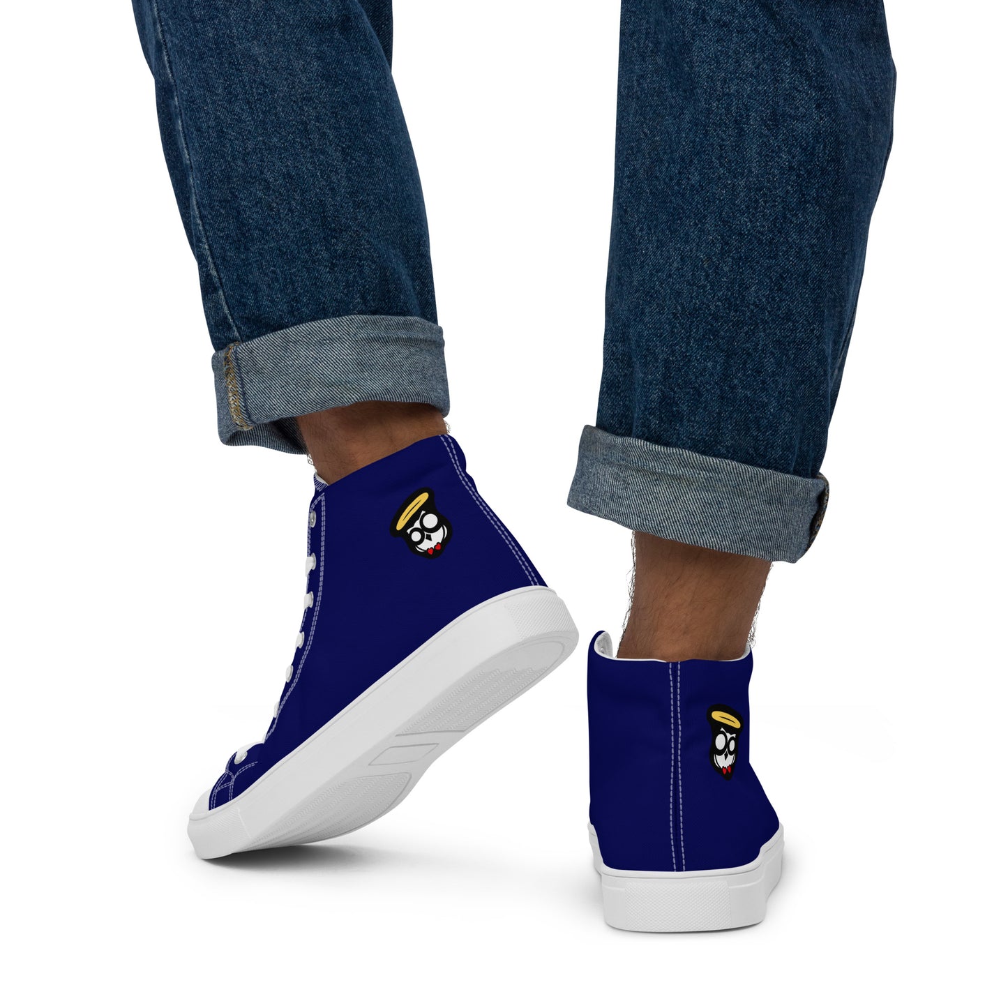 Canine Blue "The Classic's" High Top Canvas Shoes in White (Men's)