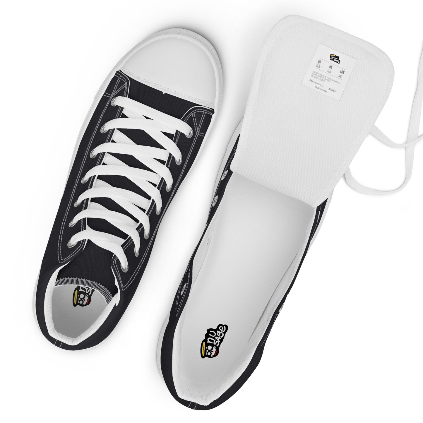 Dark Gray "The Classic's" High Top Canvas Shoes in White (Men's)