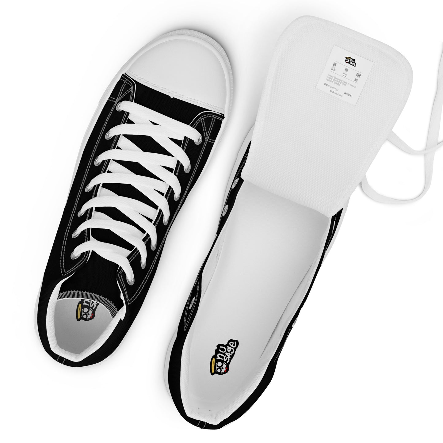 Black "The Classic's" High Top Canvas Shoes in White (Men's)