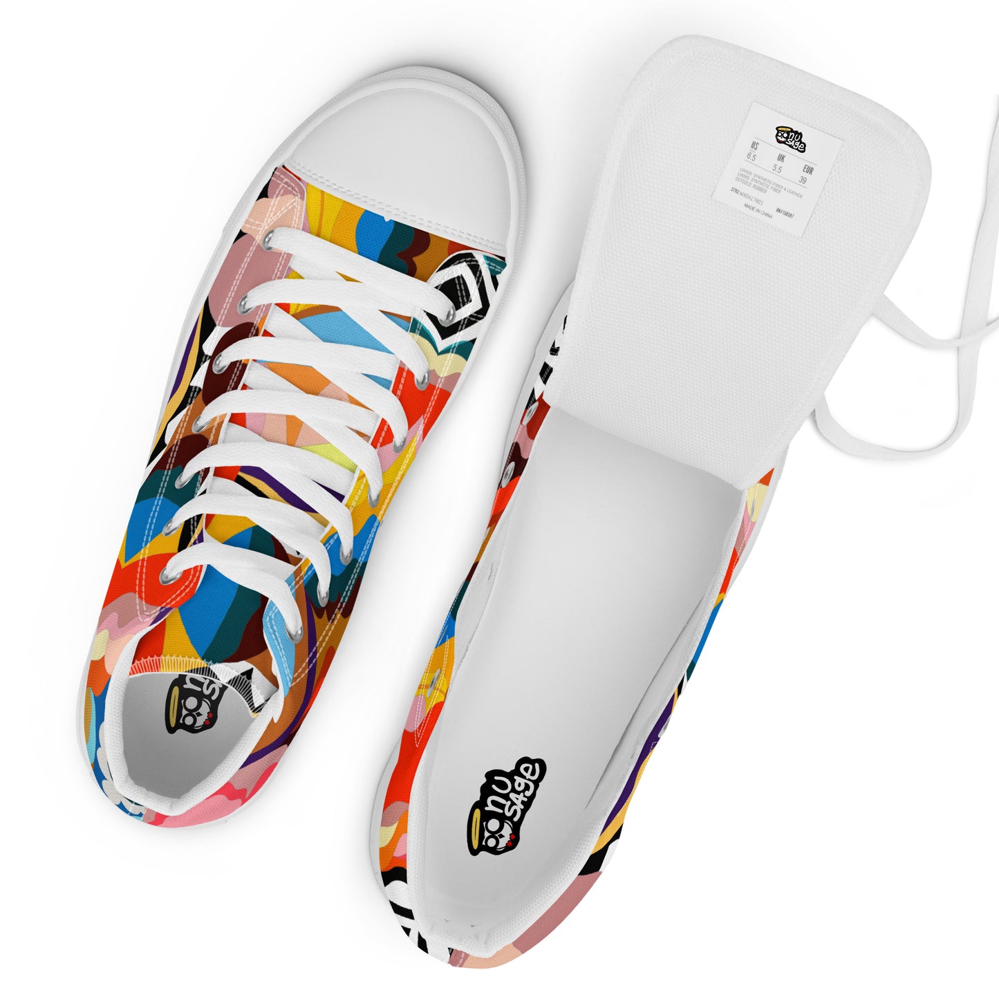 "Kaleidoscopic" Men’s High Top Canvas Shoes (Men's)