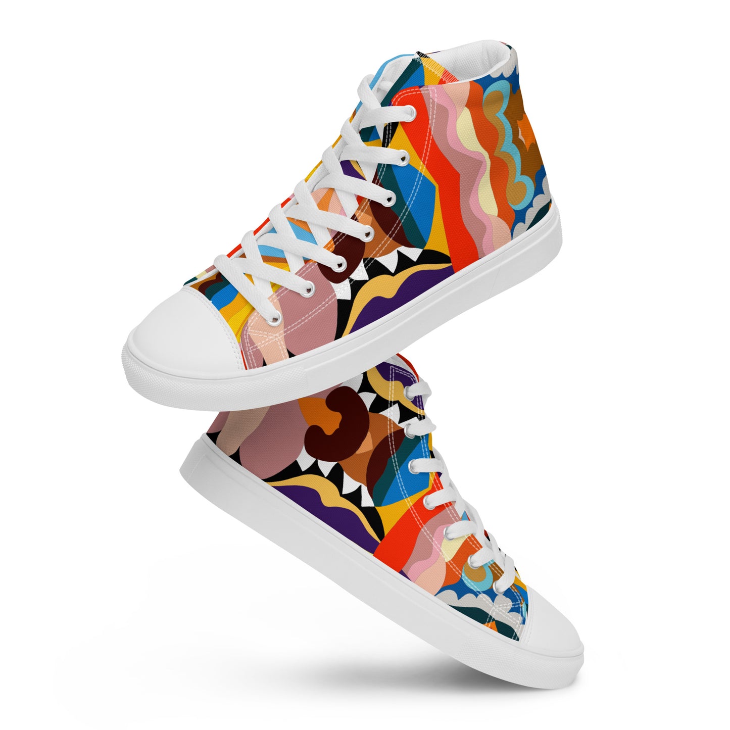 "Kaleidoscopic" Men’s High Top Canvas Shoes (Men's)