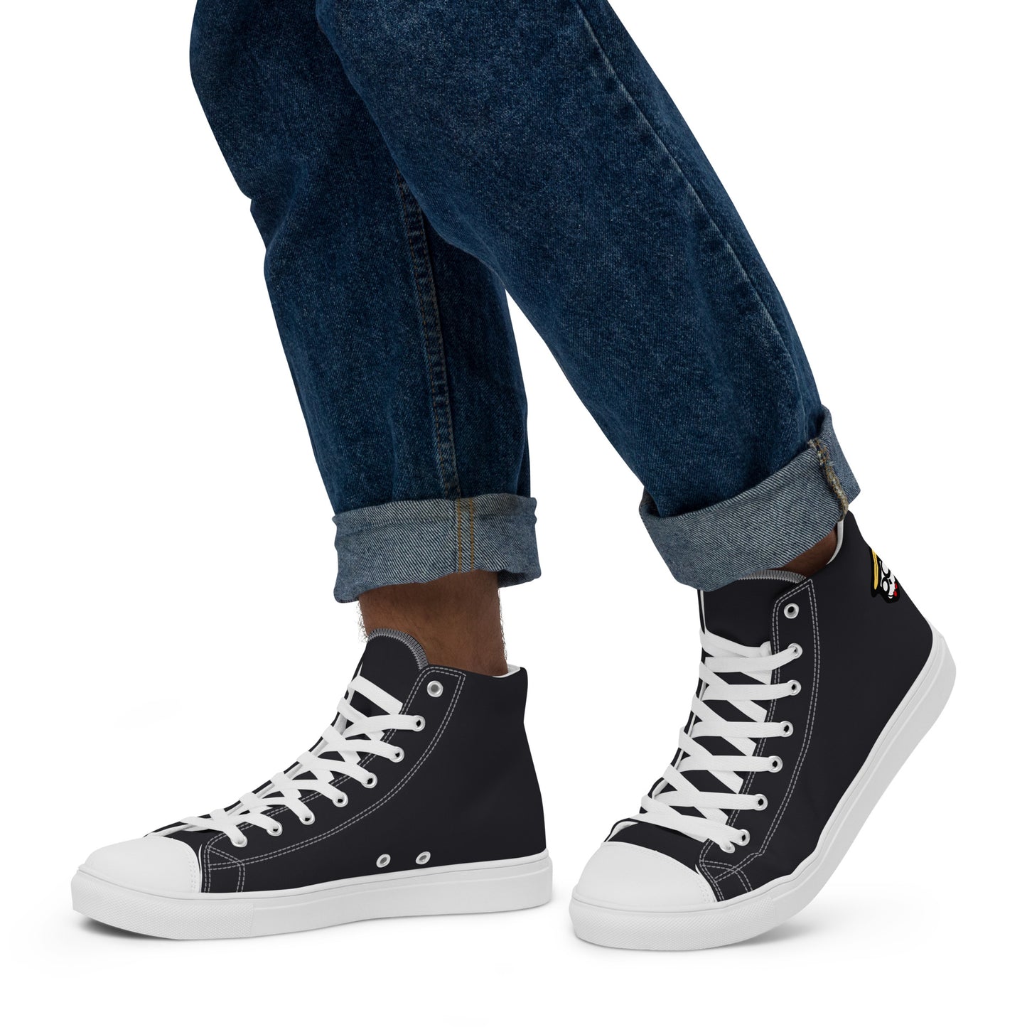 Dark Gray "The Classic's" High Top Canvas Shoes in White (Men's)