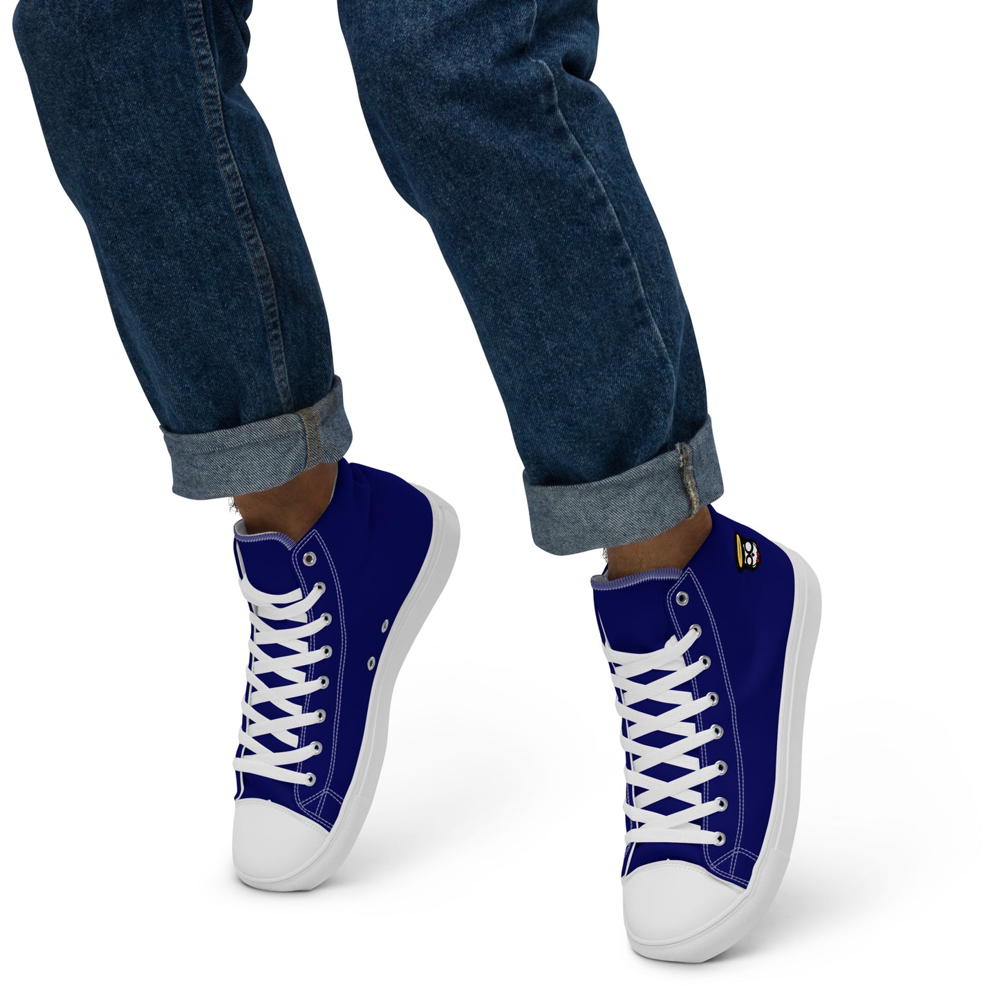 Indigo Blue "The Classic's" High Top Canvas Shoes in White (Men's)