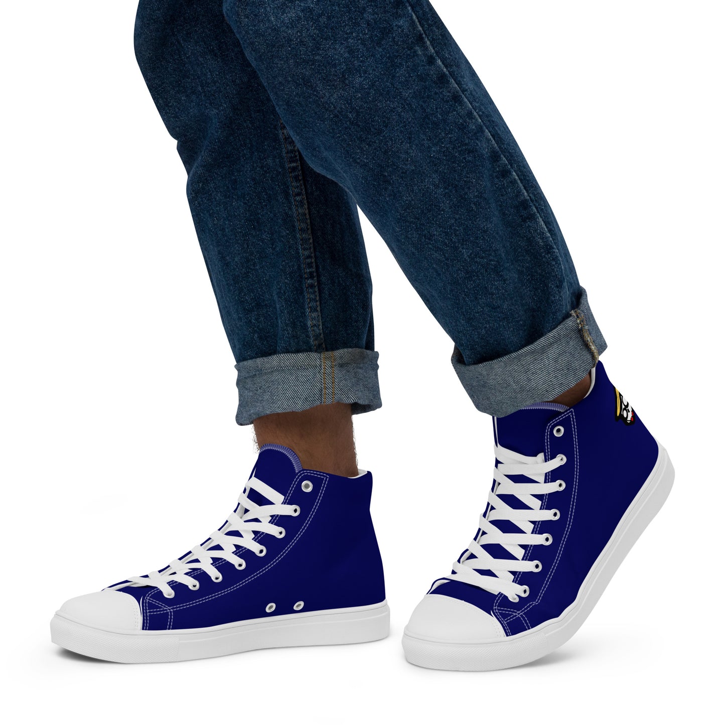 Indigo Blue "The Classic's" High Top Canvas Shoes in White (Men's)