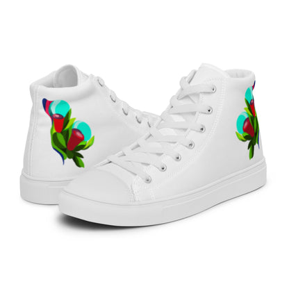 White "Edith’s" Red Roses Edition High Top Canvas Shoes (Men's)