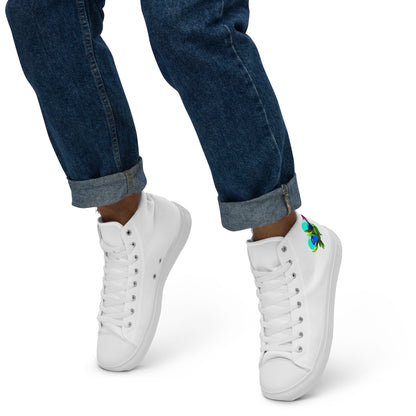 White "Edith’s" Blue Roses Edition High Top Canvas Shoes (Men's)