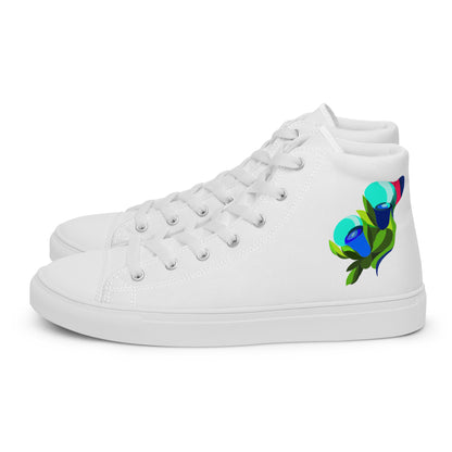 White "Edith’s" Blue Roses Edition High Top Canvas Shoes (Men's)