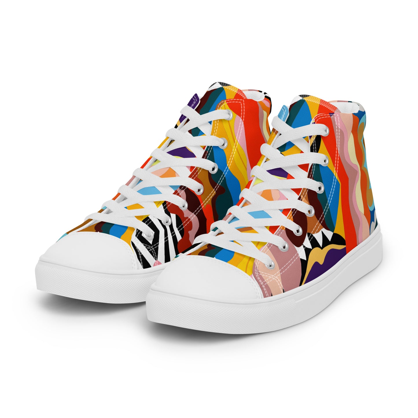 "Kaleidoscopic" Men’s High Top Canvas Shoes (Men's)