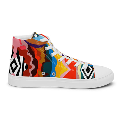 "Kaleidoscopic" Men’s High Top Canvas Shoes (Men's)