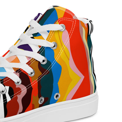 "Kaleidoscopic" Men’s High Top Canvas Shoes (Men's)