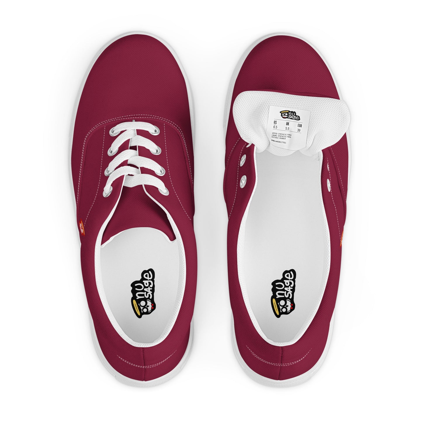 Cranberry Burgundy with Red Logo "The Classic's" Low Lace-up Canvas Shoes (Men’s)