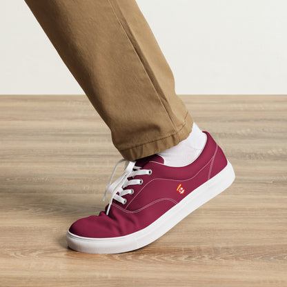 Cranberry Burgundy with Red Logo "The Classic's" Low Lace-up Canvas Shoes (Men’s)