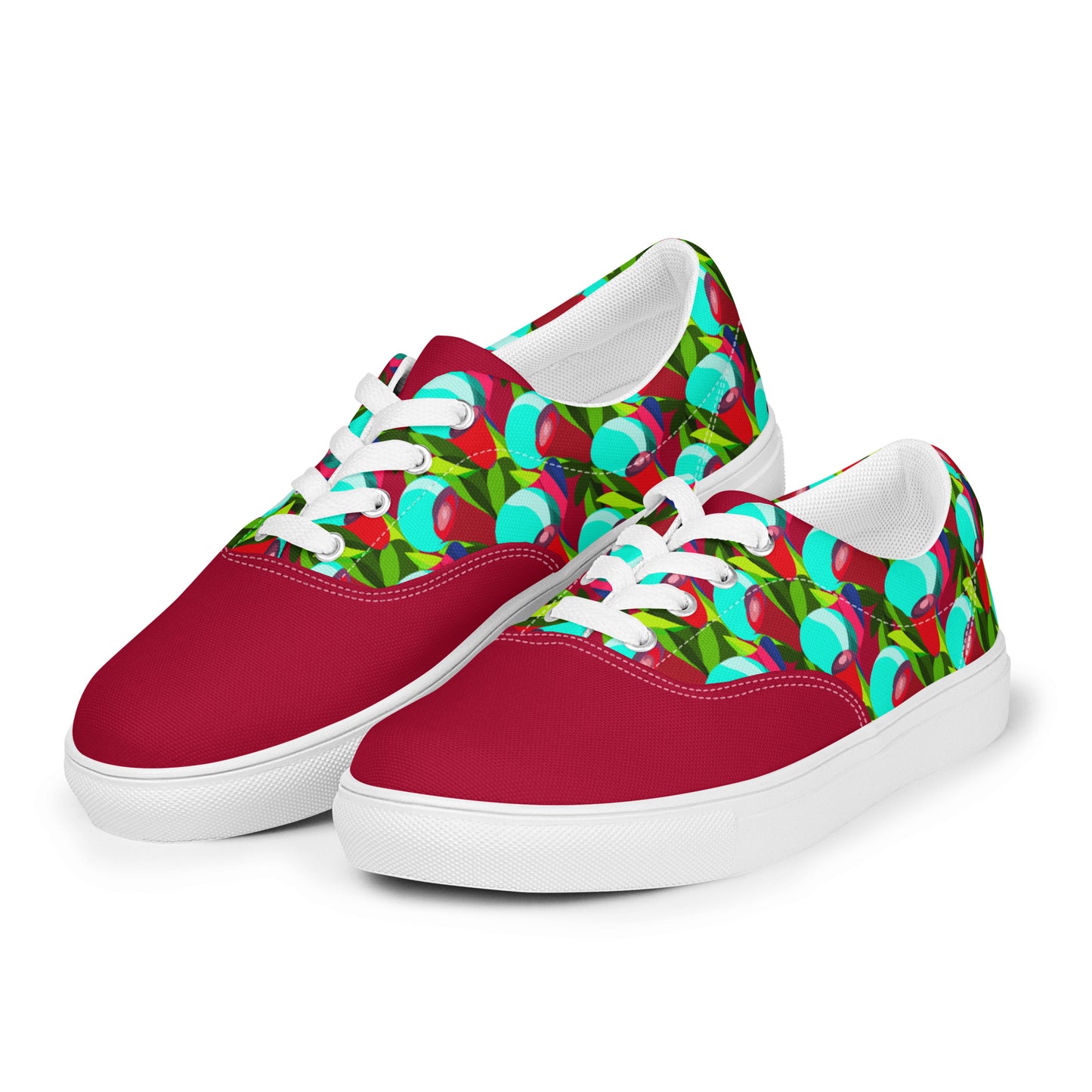 Cherry "Jubilations" Red Tulips Low Lace-up Canvas Shoes (Men's)