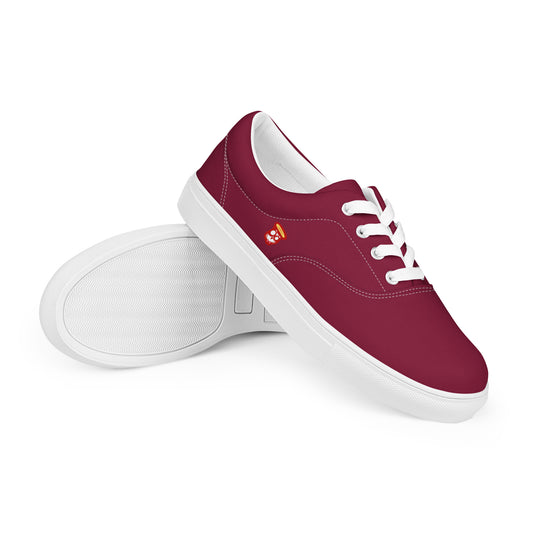 Cranberry Burgundy with Red Logo "The Classic's" Low Lace-up Canvas Shoes (Men’s)