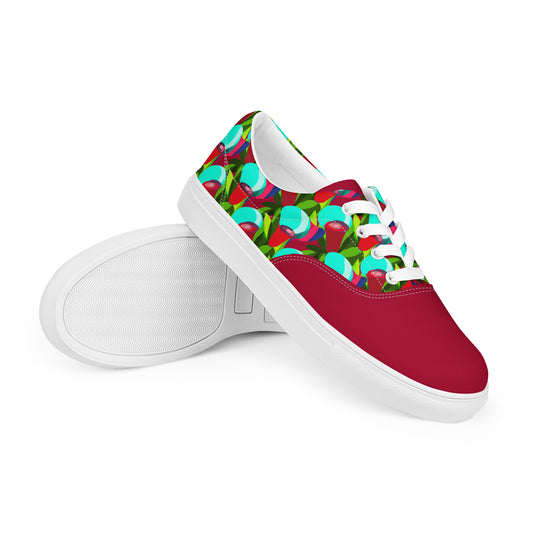 Cherry "Jubilations" Red Tulips Low Lace-up Canvas Shoes (Men's)