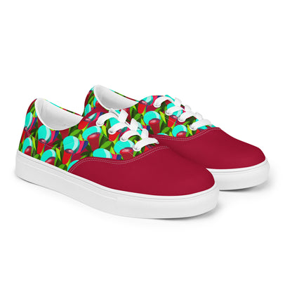 Cherry "Jubilations" Red Tulips Low Lace-up Canvas Shoes (Men's)