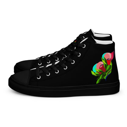 "The Edith’s" Black Red Roses Edition High Top Canvas Shoes (Women's)