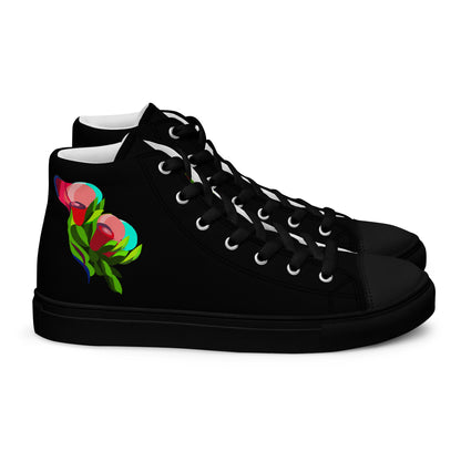 "The Edith’s" Black Red Roses Edition High Top Canvas Shoes (Women's)