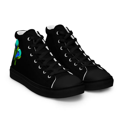 Black "Edith’s" Blue Roses High Top Canvas Shoes (Women's)